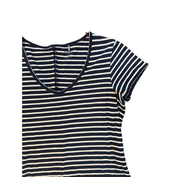 M Horny Toad & Co Marley Short Slv Navy Stripe Short Slv Shirt Tee Dress Travel - Picture 2 of 5